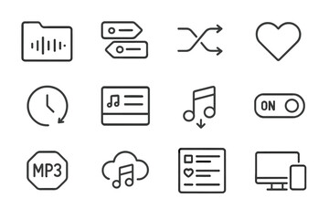Recent vector icon heart icons grid audio format tags clock favorite playlist