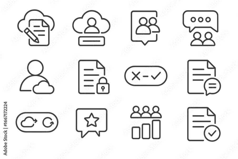 Poster icons meter cloud vector chat bubble comments user sync icon file document