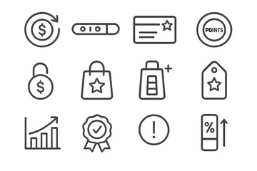 Fototapeta premium Bar offer rewards tag shopping ring cashback icon reward vector icons points