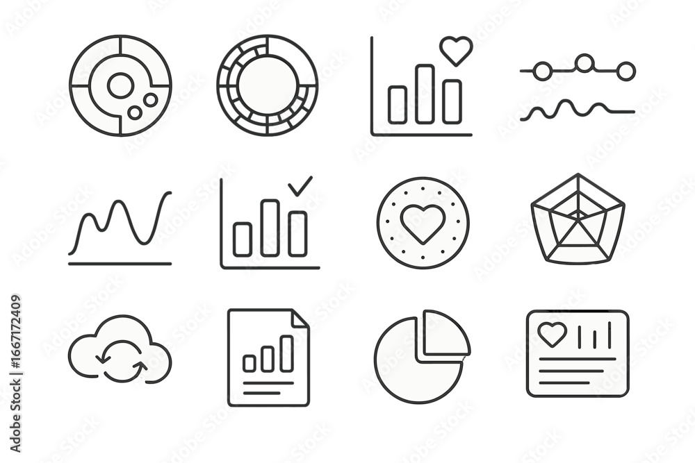 Poster metrics file vector data icon overview activity screen goal health wearable animation