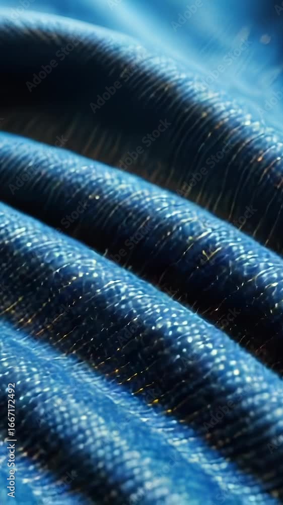 Poster a close up shot of a beautiful blue fabric with intricate patterns and texture