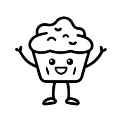 Cupcake Mascot. Happy bakery character for sweet design projects