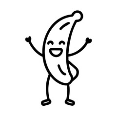 Banana Mascot. Playful doodle character for healthy lifestyle projects