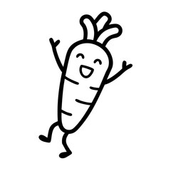 Happy Carrot Mascot. Playful doodle vegetable character illustration
