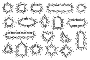 Black line bubbles frame shapes set. Vector illustration.