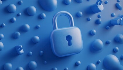 Blue Lock on a Vibrant Blue Background with Shapes