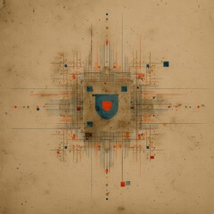 Abstract Geometric Design with Textured Background