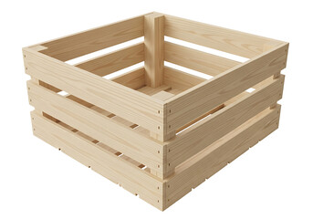 A light beige wooden crate with dividers displays a simple, classic design.