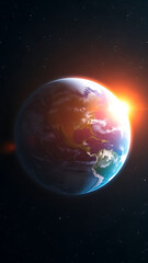 A Captivating View of Earth in Space Illuminated by Sunlight and Surrounded by Countless Stars with Transparent Background