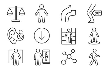 Balance symbol icons motion proprioception vector posture movement chart node feedback icon
