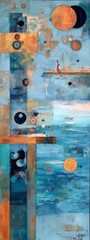 Abstract Geometric Art with Blue Tones and Circles