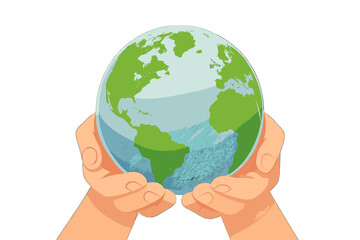 A highly detailed and realistic close-up image of hands carefully cradling a clear glass globe featuring intricate satellite imagery of the Pacific region, Australia, and Southeast Asia