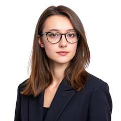 Obraz premium Young woman wearing glasses isolated on transparent background