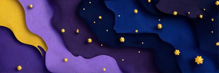 Abstract Wavy Textures with Golden Stars on Background