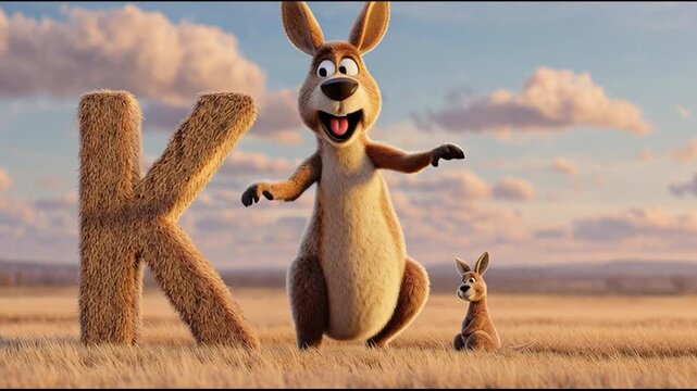 Alphabet for kids &ndash; letter K with KANGAROO | 5s animated loop