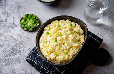 Japanese egg and rice porridge in a bowl