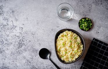 Japanese egg and rice porridge in a bowl