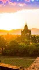 Naklejka premium Sunrise over ancient temples (1)