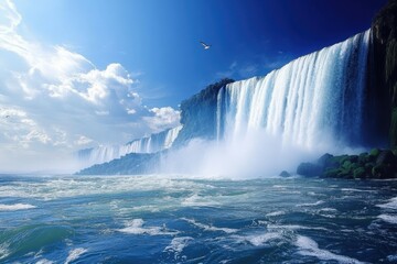 Majestic Waterfalls in Brazil: A Stunning Fusion of Nature, Birds, and Blue Skies