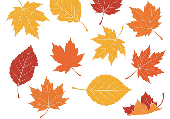 Naklejka premium Vibrant autumn leaves in warm hues against a stark black background create a visually appealing design.