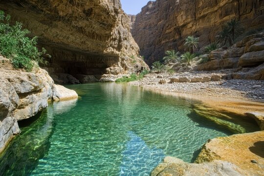 Breathtaking Oasis Water in Wadi Bani Khalid, Oman: A Summer Escape to Nature's Desert Paradise