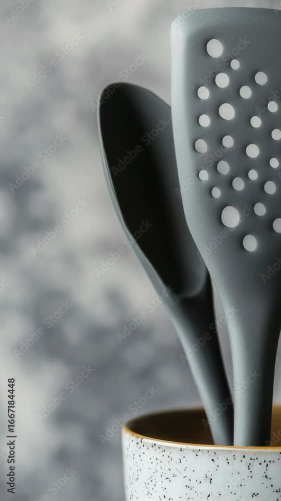 Poster a close-up view of three spoons resting in a cup, perfect for use in food or beverage-related images