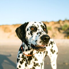 Dalmatian dog on beach