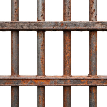 Rusty prison bars isolated on transparent background