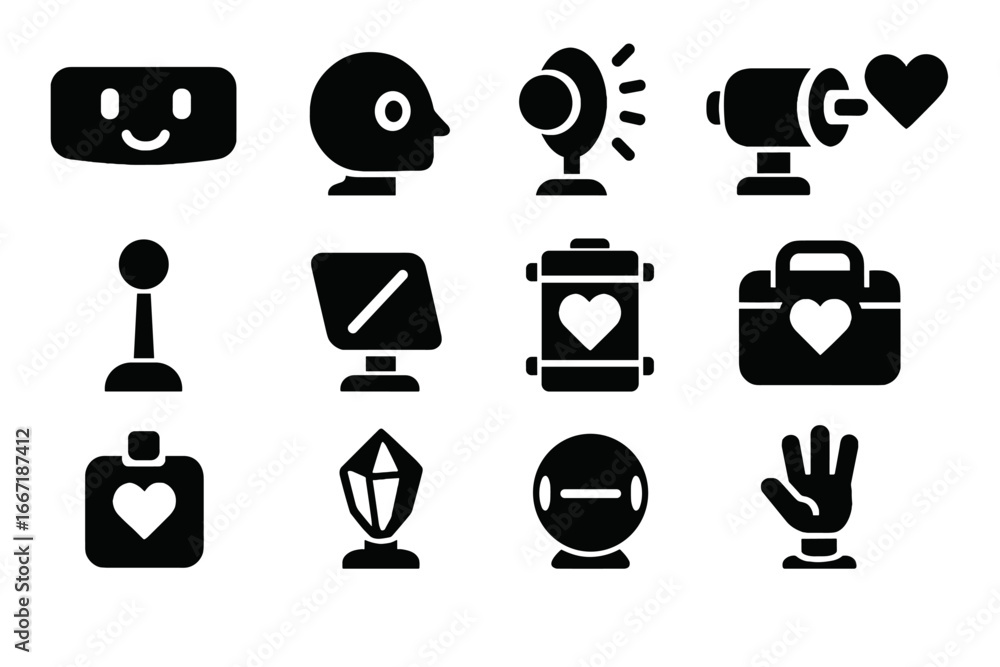 Poster emotion panel icon amplifier emitter sound vector robot feedback orb bank memory
