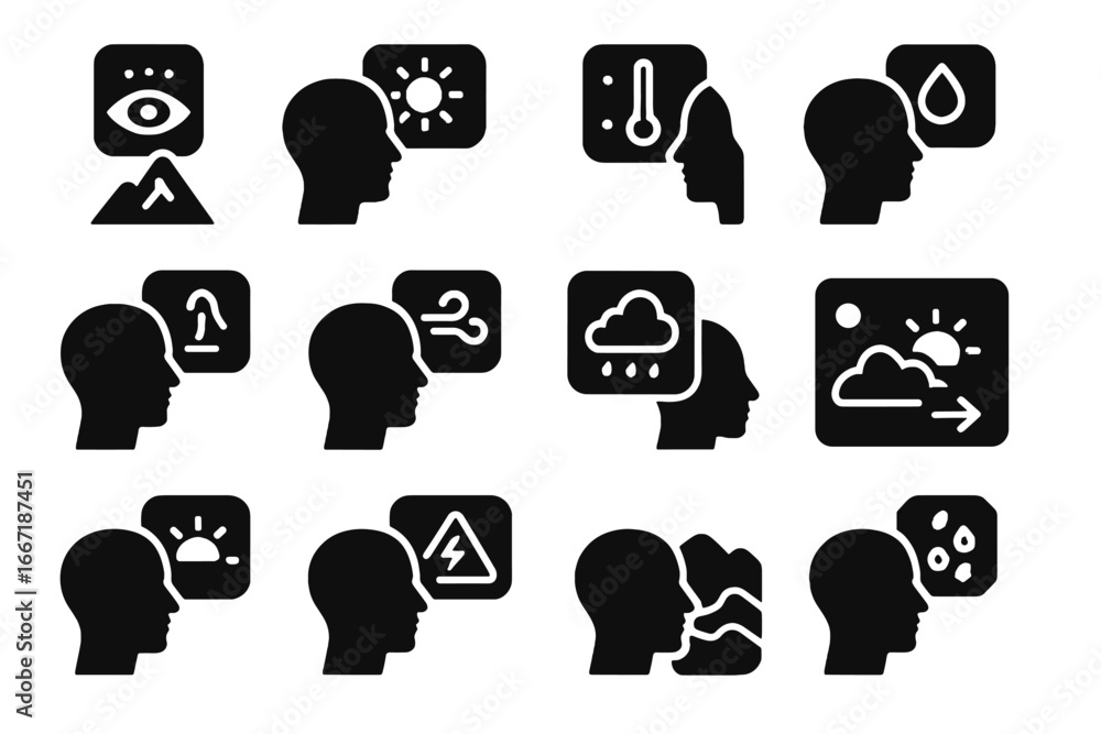 Poster icon forecast vector wind index level ar measurement terrain icons sensor screen