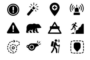 Hiking panic fall indicator trail ar vector zone button safety warning danger