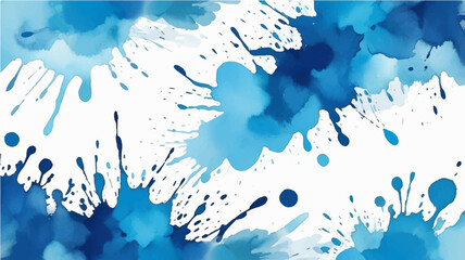 Artistic blue watercolor splash effect template