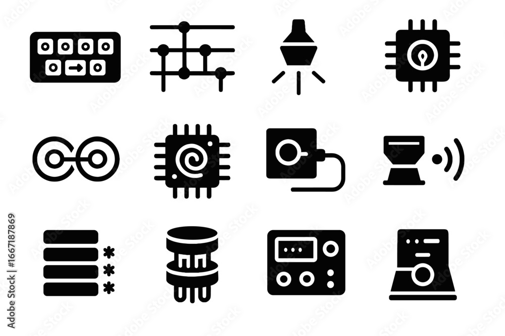 Poster quantum circuit control vector fiber keyboard superconducting icon connector photon keys gate