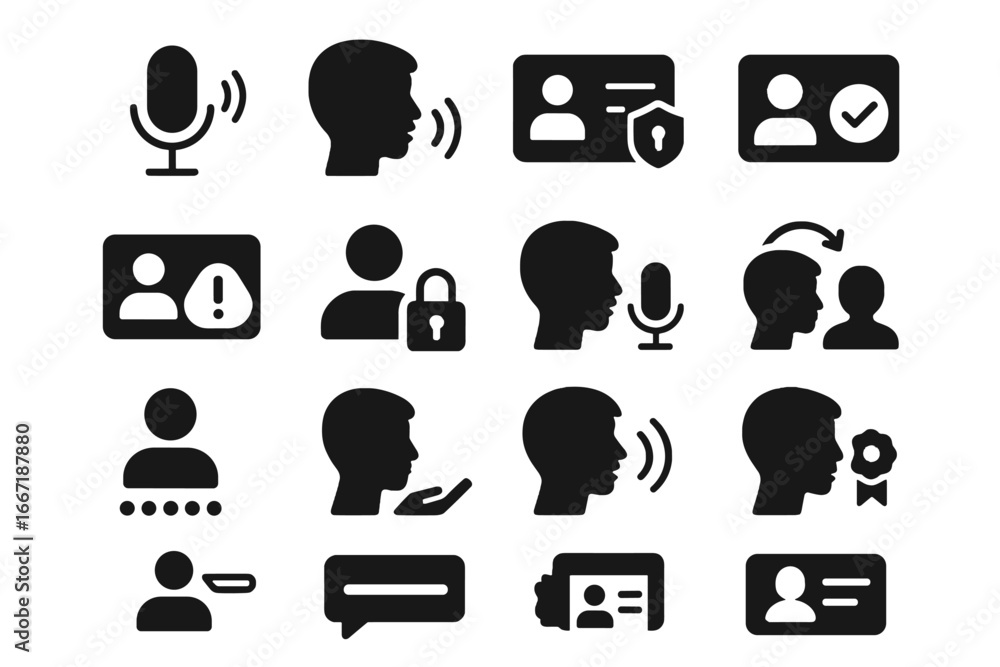 Poster interaction control feedback recognition alert icons reset consent voice icon activation vector