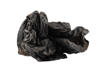 Crumpled garbage bag on white background