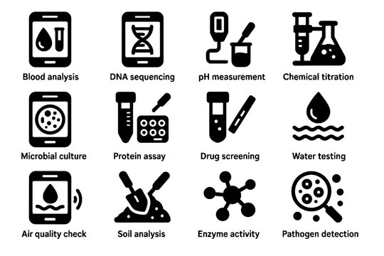 Vector culture portable lab sequencing analysis ph testing quality activity titration icon
