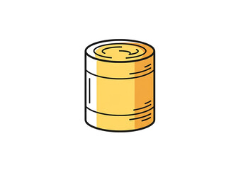 A simple, stylized illustration of a cylindrical food can, rendered in warm yellow tones against a dark background.