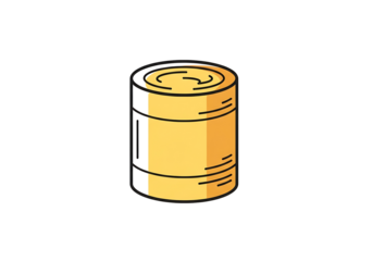 A simple, stylized illustration of a cylindrical food can, rendered in warm yellow tones against a dark background.