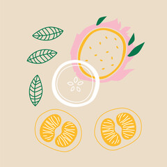 Flat Vector Fruits and Vegetables Icons Set, Healthy Food Illustration Collection