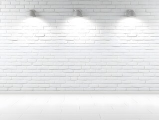 Fototapeta premium Clean Minimalist White Brick Wall Room Interior Design Background