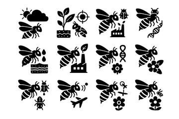 Study icon vector replacement communication robotic research pollinator bee soil swarm tracking