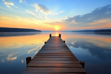 Tranquil Sunset Over Torch Lake: A Serene Dock Retreat in Northern Michigan