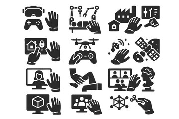 Obraz premium Industrial icon icons missions art home vr vector drone glove data education