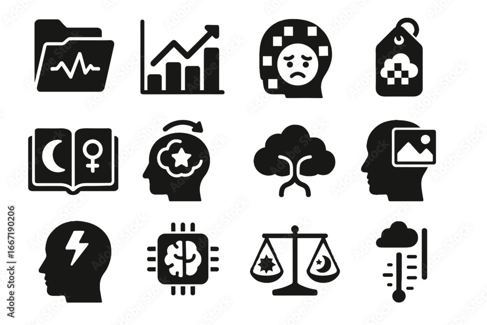 Aufkleber recall analysis balance module icon builder tool meter dream vector data memory