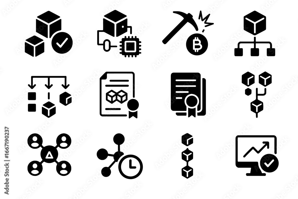 Poster crypto reward icon sync mining difficulty node contract vector smart ledger