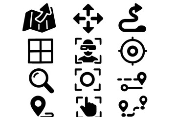 Zoom lens map pathfinder focus grid ar planner vector icon surgery overlay