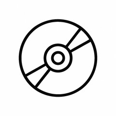 Obraz premium Compact Disc Icon – Minimalist Line Art of CD or DVD in Flat Design