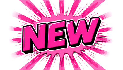 Bold Pink New Word in Comic Style Burst.