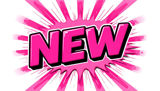 Bold Pink New Word in Comic Style Burst.