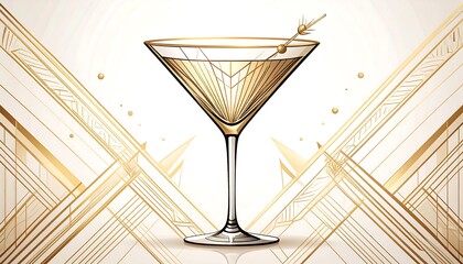 Golden Martini with Art Deco Style.